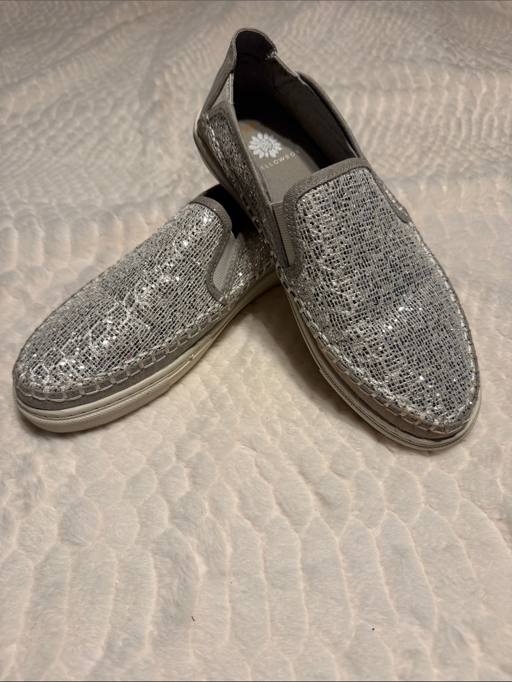 Yellow Box Women's Silver Glitter Slip-On Loafers